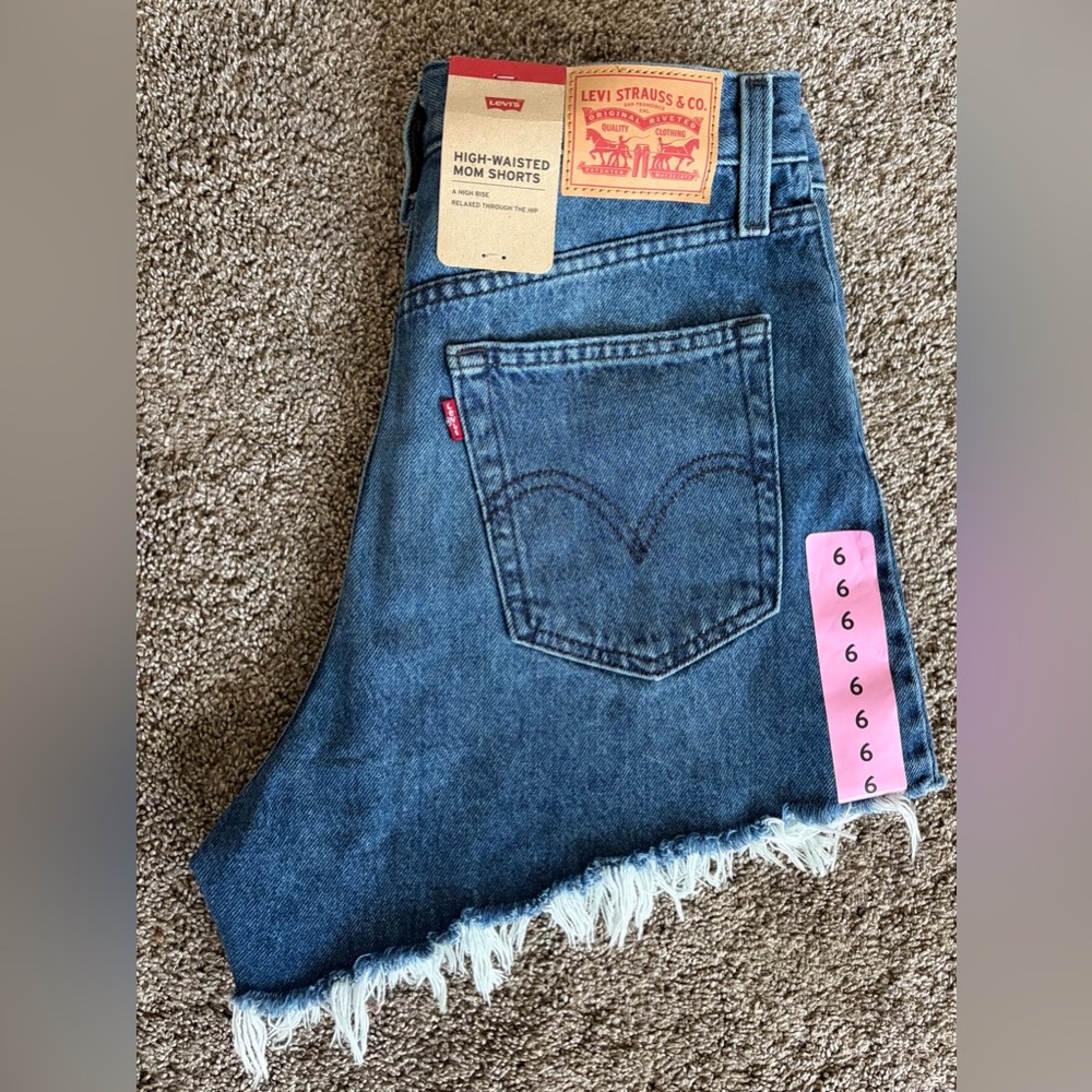 Levi's Blue High-Waisted Denim Shorts